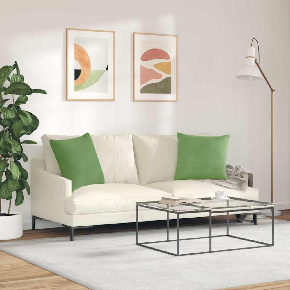 Produktbild för Sofakuddar 2 pcs Ljusgrön 50 x 50 cm Kordread tyg