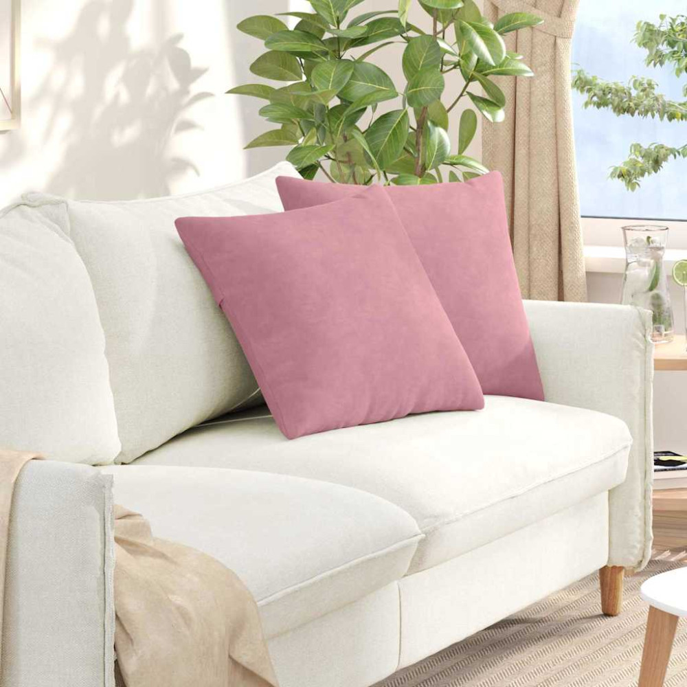 Produktbild för Sofakuddar 2 pcs Rosa 50 x 50 cm Kordread tyg