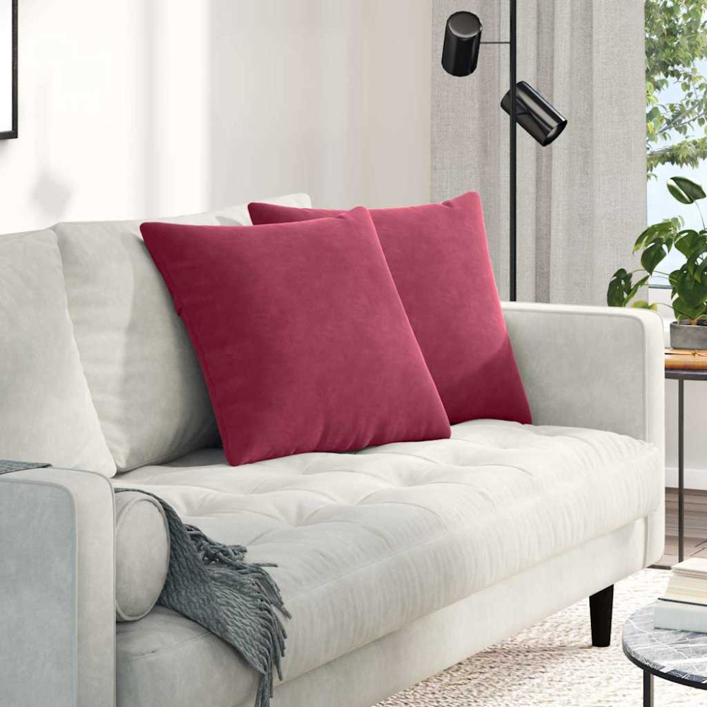Produktbild för Sofakuddar 2 pcs Vinröd 50 x 50 cm Kordread tyg