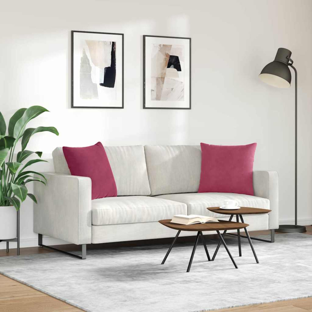 Produktbild för Sofakuddar 2 pcs Vinröd 50 x 50 cm Kordread tyg
