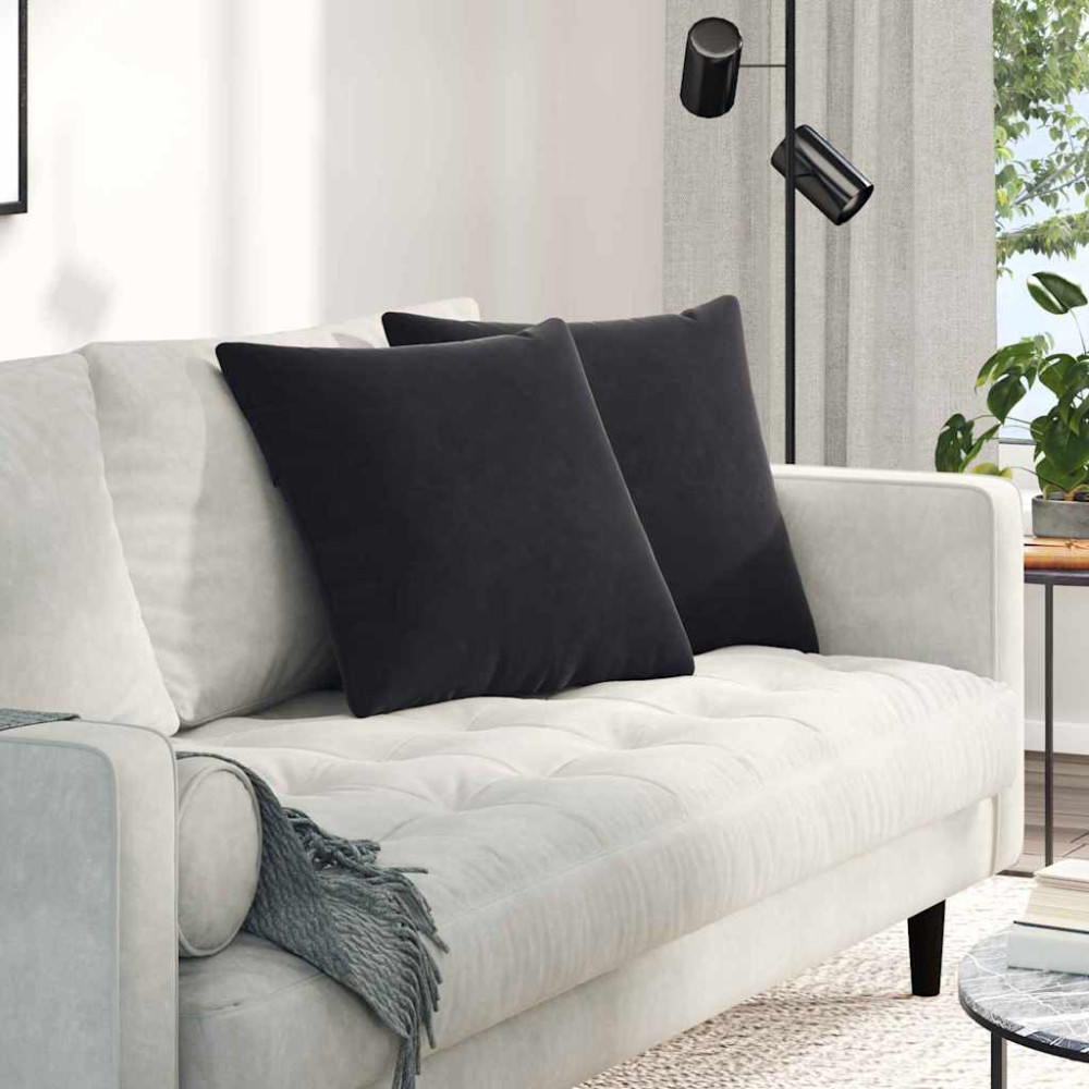 Produktbild för Sofakuddar 2 pcs Svart 50 x 50 cm Kordread tyg