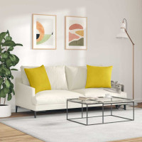 Produktbild för Sofakuddar 2 pcs Gul 50 x 50 cm Kordread tyg