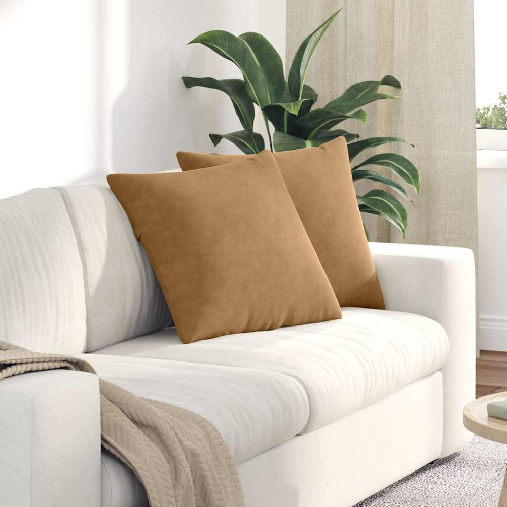 Produktbild för Sofakuddar 2 pcs Brun 50 x 50 cm Kordread tyg