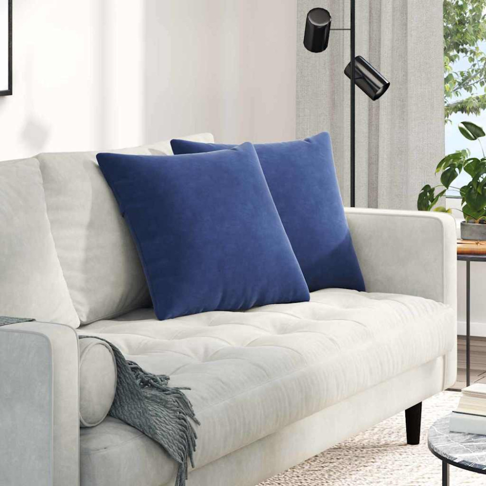 Produktbild för Sofakuddar 2 pcs Polisblå 50 x 50 cm Kordread tyg