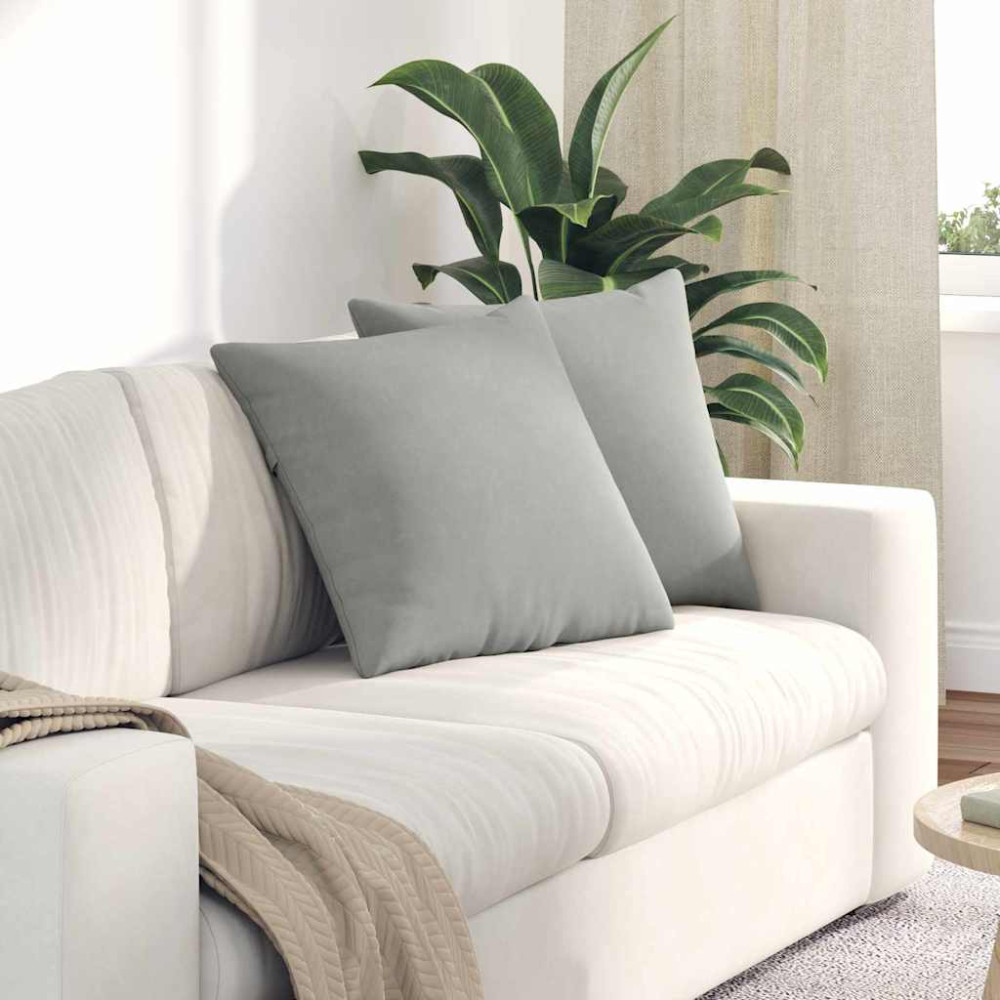 Produktbild för Sofakuddar 2 pcs Ljusgrå 50 x 50 cm tyg