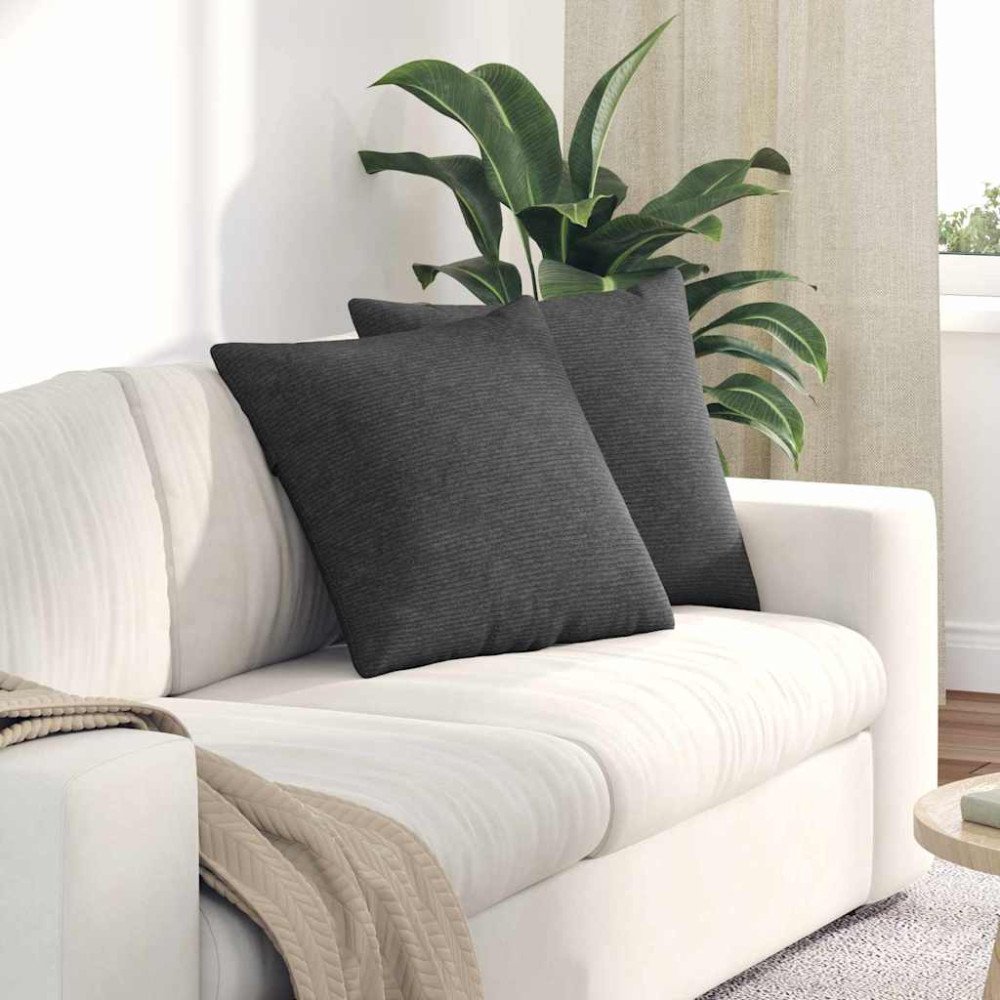 Produktbild för Sofakuddar 2 pcs Mörkgrå 50 x 50 cm Kordread tyg