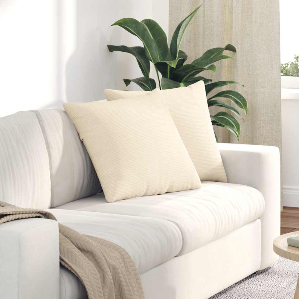 Produktbild för Sofakuddar 2 pcs Kräm 50 x 50 cm Kordread tyg