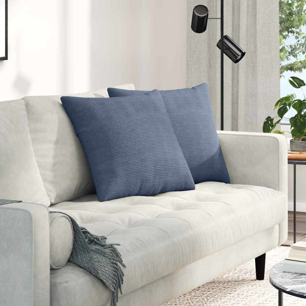 Produktbild för Sofakuddar 2 pcs Blå 50 x 50 cm Kordread tyg