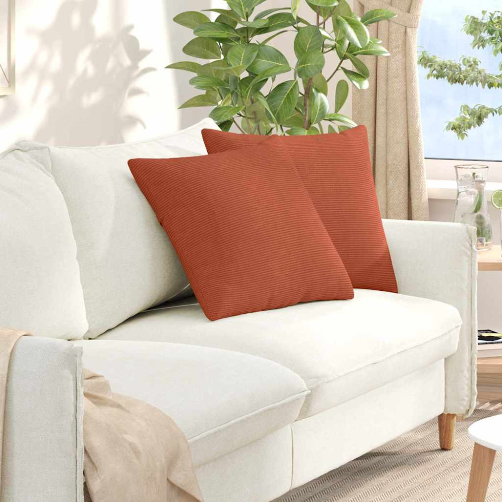 Produktbild för Sofakuddar 2 pcs Röd orange 50 x 50 cm Kordread tyg