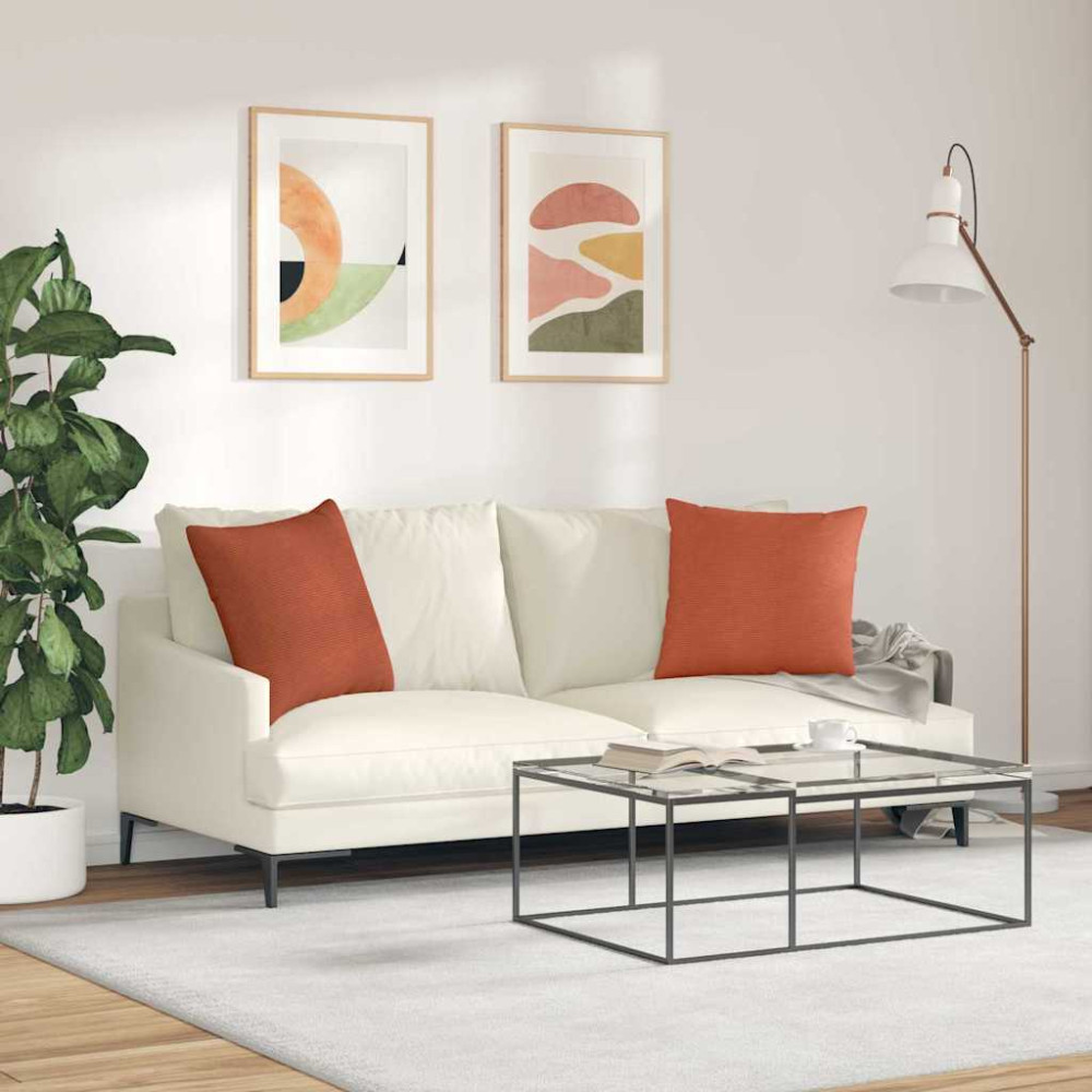 Produktbild för Sofakuddar 2 pcs Röd orange 50 x 50 cm Kordread tyg