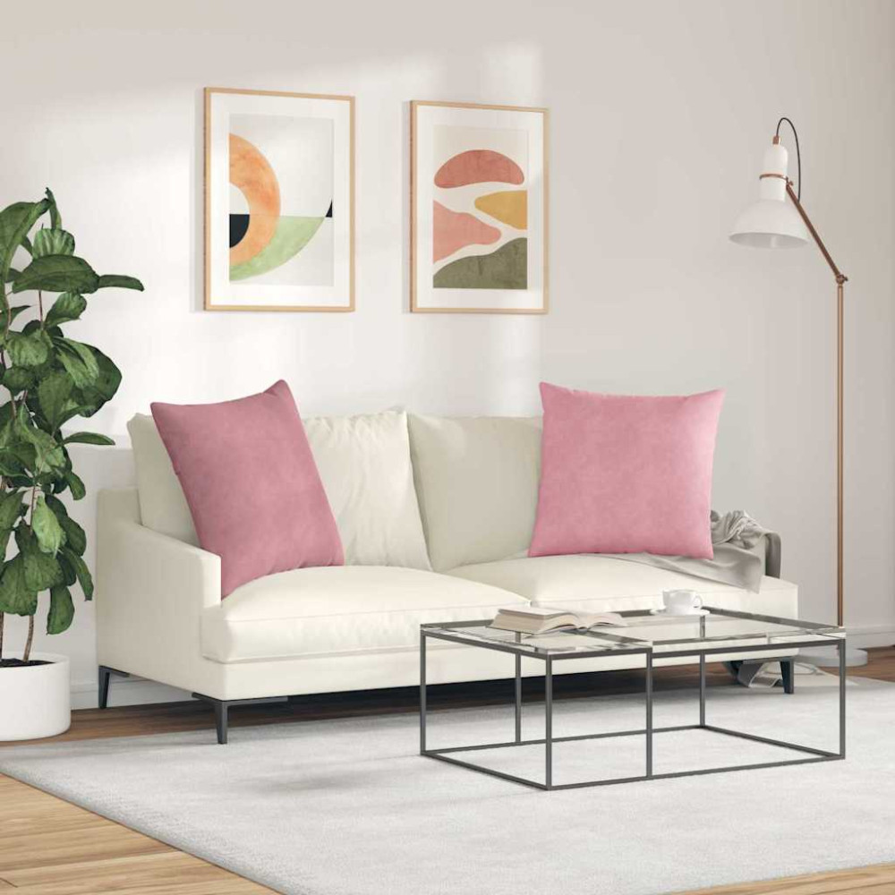 Produktbild för Sofakuddar 2 pcs Rosa 60 x 60 cm Kordread tyg