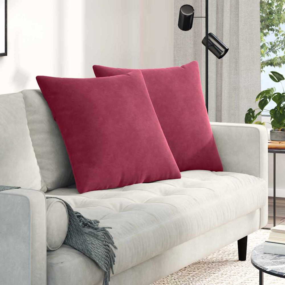 Produktbild för Sofakuddar 2 pcs Vinröd 60 x 60 cm Kordread tyg