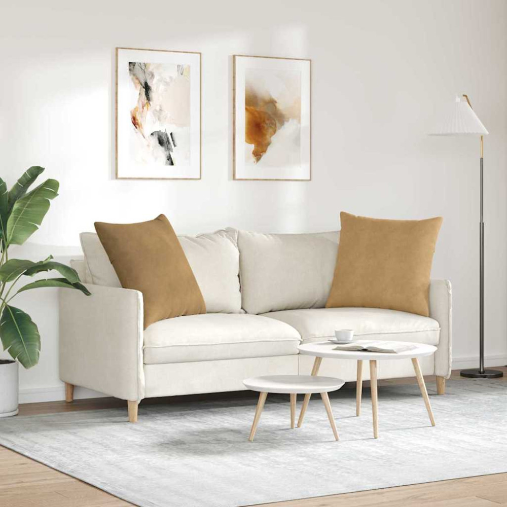 Produktbild för Sofakuddar 2 pcs Brun 60 x 60 cm Kordread tyg