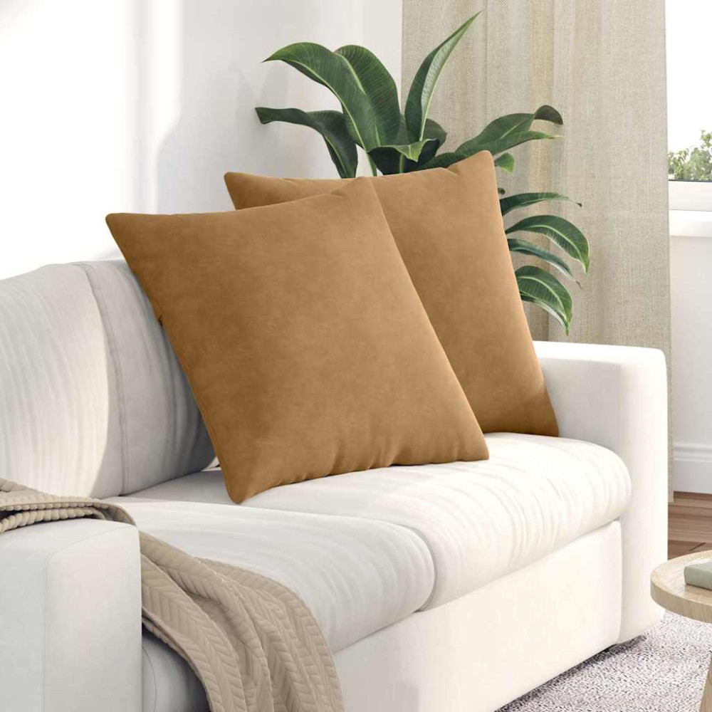 Produktbild för Sofakuddar 2 pcs Brun 80 x 80 cm Kordread tyg