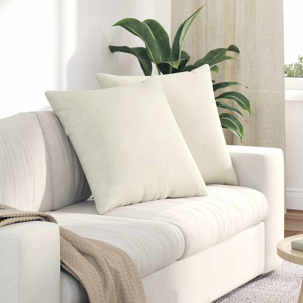 Produktbild för Sofakuddar 2 pcs Kräm 80 x 80 cm Kordread tyg