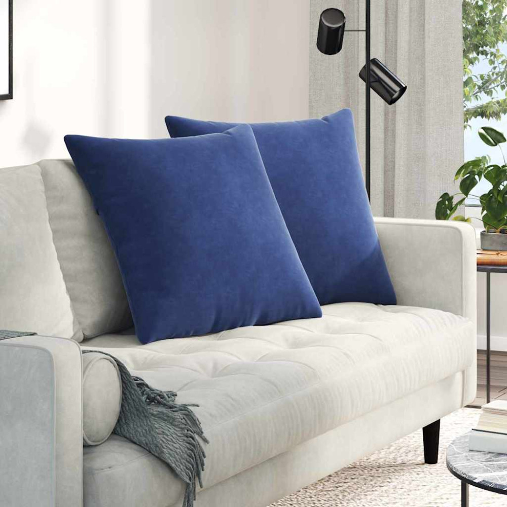 Produktbild för Sofakuddar 2 pcs Polisblå 80 x 80 cm Kordread tyg
