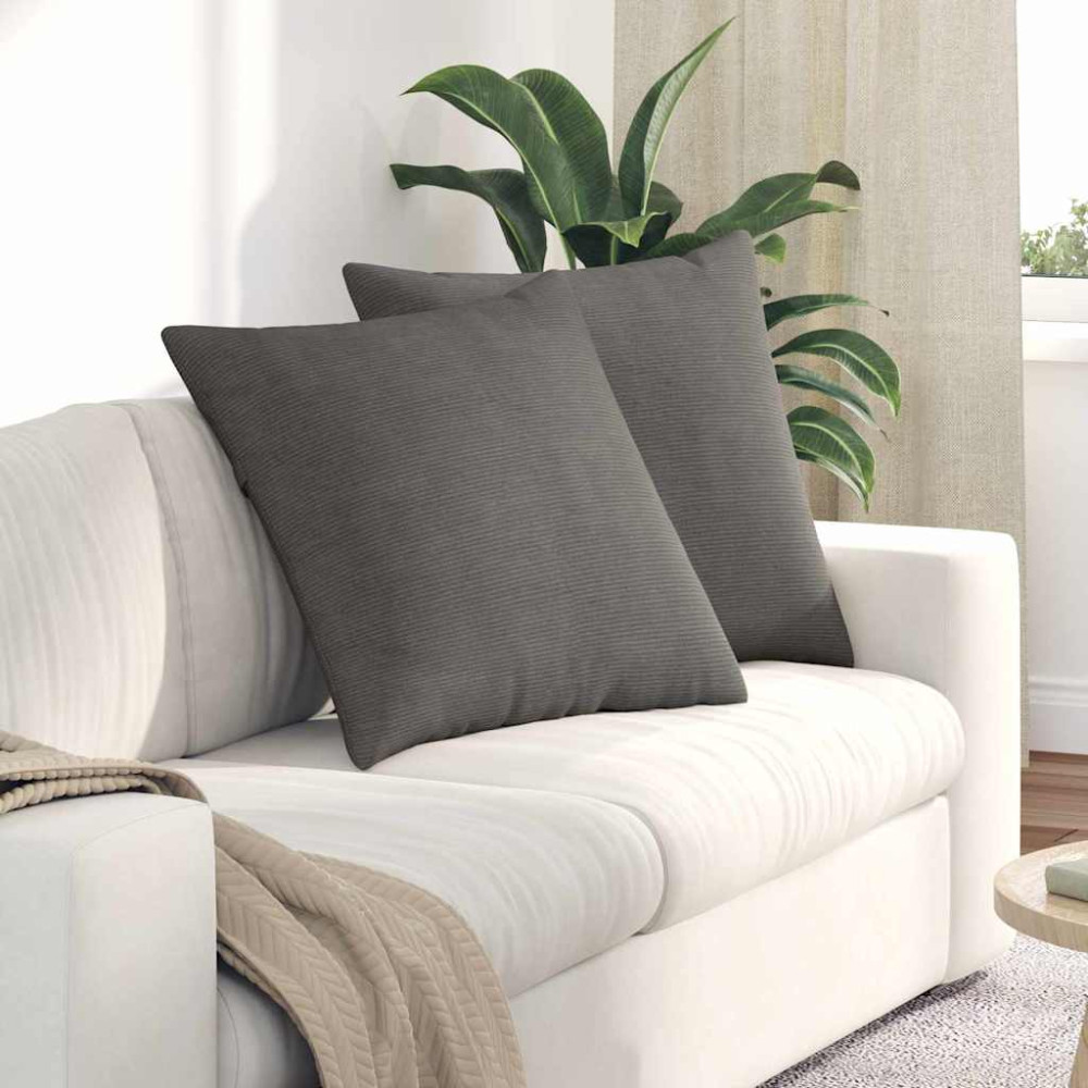 Produktbild för Sofakuddar 2 pcs Ljusgrå 80 x 80 cm Kordread tyg