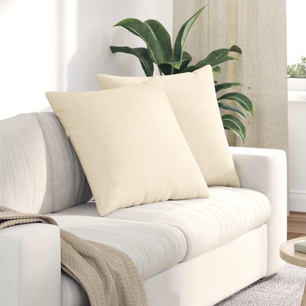 Produktbild för Sofakuddar 2 pcs Kräm 80 x 80 cm Kordread tyg