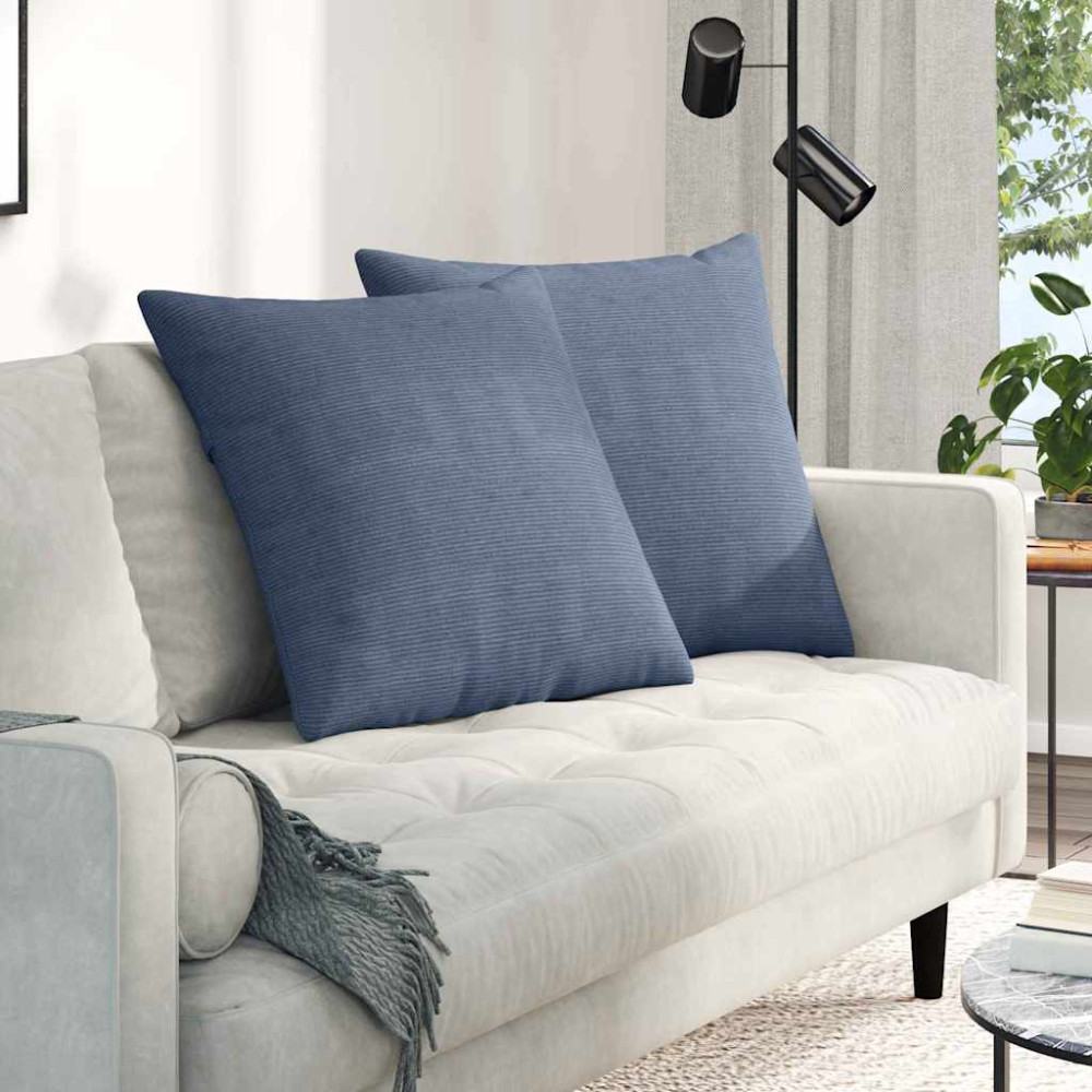 Produktbild för Sofakuddar 2 pcs Blå 80 x 80 cm Kordread tyg
