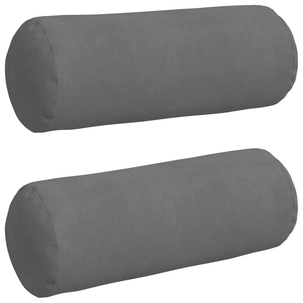 Produktbild för Bolsterkuddar 2 pcs Mörkgrå Ø 25 x 70 cm Mikrofiber Tyg