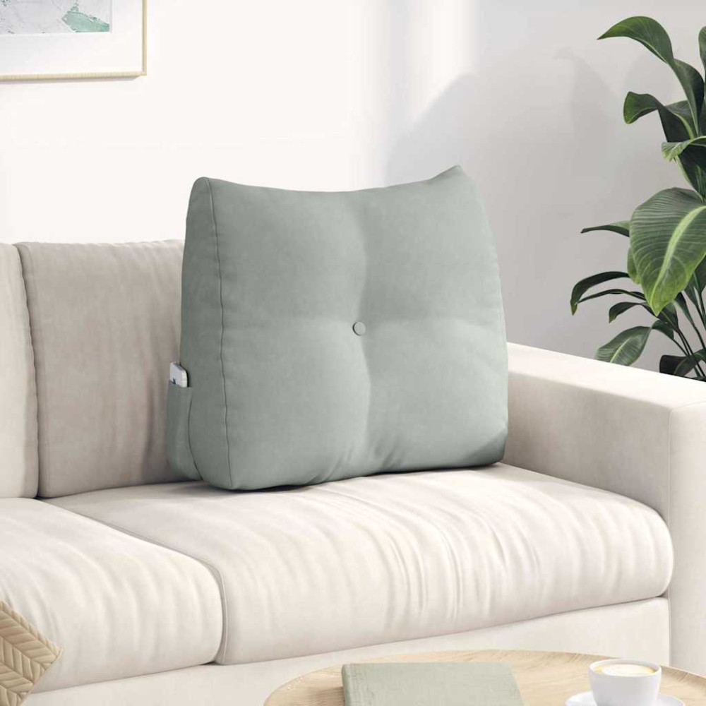 Produktbild för Ryggkudde Ljusgrå 60 x 24 x 50 cm Sammet