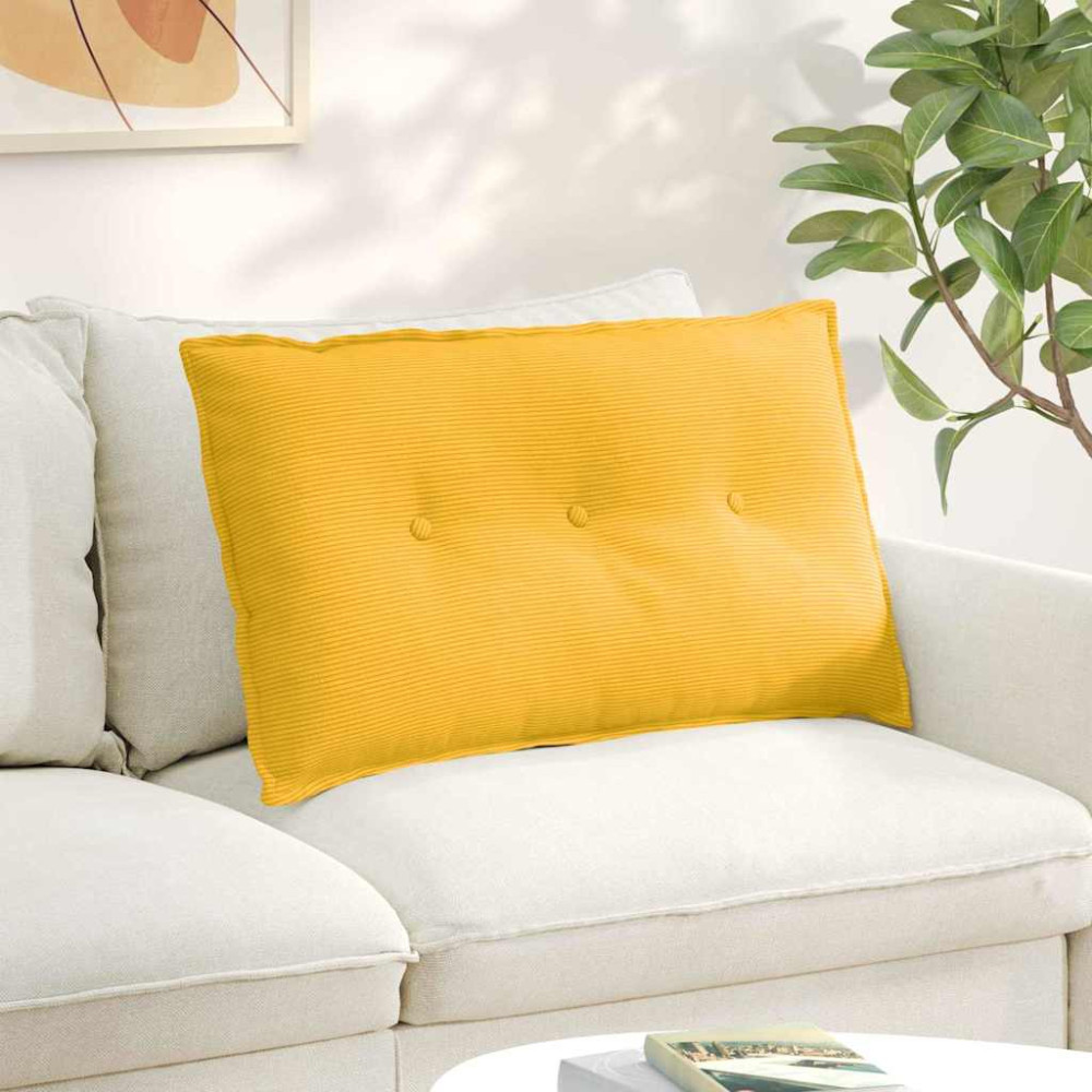 Produktbild för Ryggkudde Ljusgul 80 x 50 cm Kordread tyg
