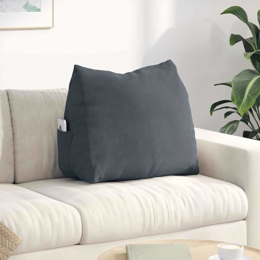 Produktbild för Ryggkudde Mörkgrå 60 x 20 x 50 cm Kordread tyg