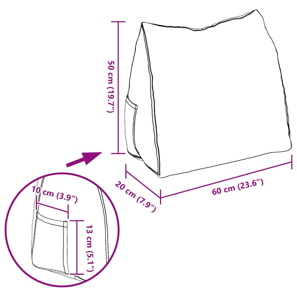 Produktbild för Ryggkudde Mörkgrå 60 x 20 x 50 cm Kordread tyg