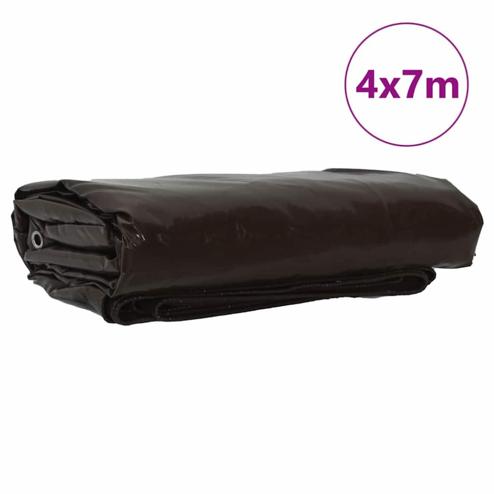 Produktbild för Presenning 650g / m² Brun 4 x 7 m Canvas med PVC-beläggning