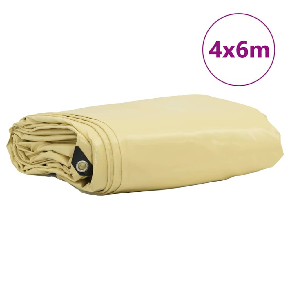 Produktbild för Presenning 650g / m² Beige 4 x 6 m Canvas med PVC-beläggning