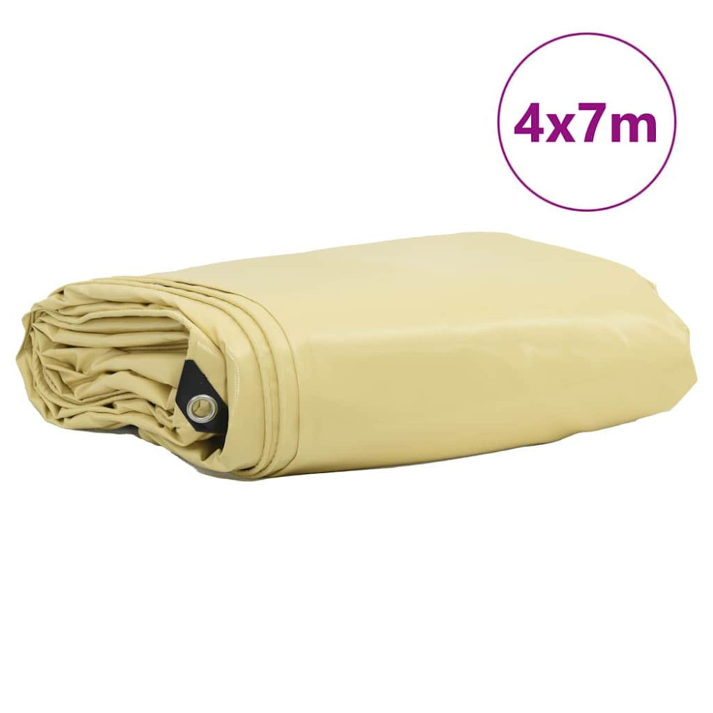 Produktbild för Presenning 650g / m² Beige 4 x 7 m Canvas med PVC-beläggning