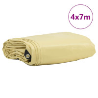 Produktbild för Presenning 650g / m² Beige 4 x 7 m Canvas med PVC-beläggning