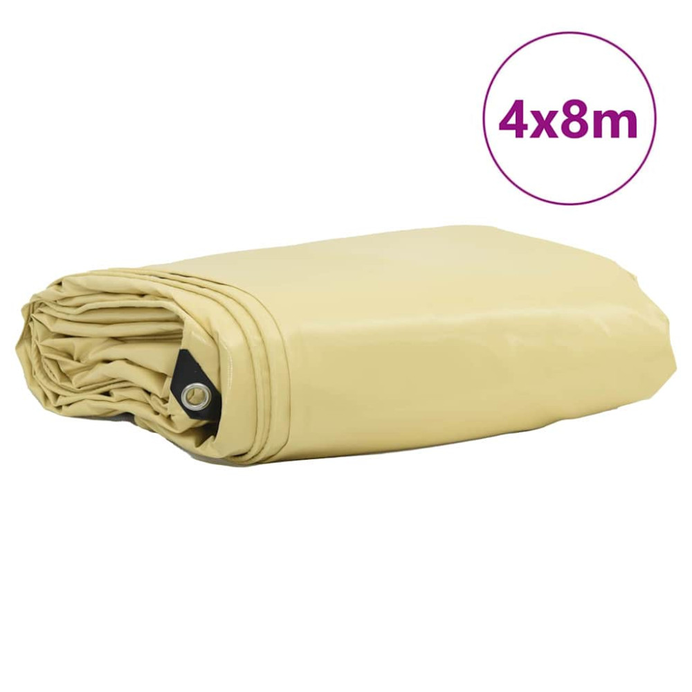 Produktbild för Presenning 650g / m² Beige 4 x 8 m Canvas med PVC-beläggning