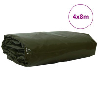Produktbild för Presenning 650g / m² Olivgrön 4 x 8 m Canvas med PVC-beläggning