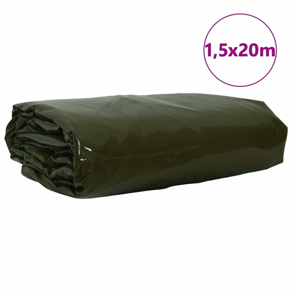 Produktbild för Presenning 650g / m² Olivgrön 1,5 x 20 m