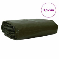 Produktbild för Presenning 650g / m² Olivgrön 3,5 x 5 m Canvas med PVC-beläggning