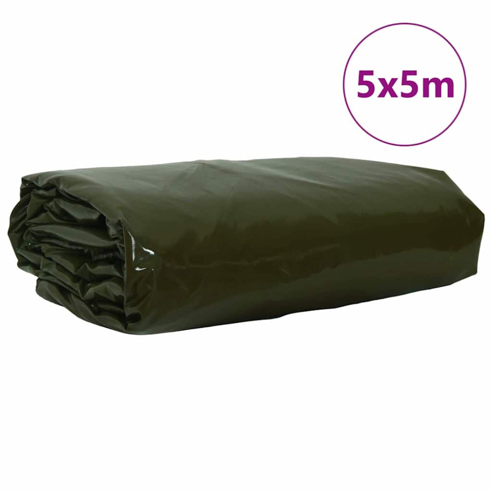 Produktbild för Presenning 650g / m² Olivgrön 5 x 5 m Canvas med PVC-beläggning