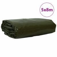 Produktbild för Presenning 650g / m² Olivgrön 5 x 8 m Canvas med PVC-beläggning