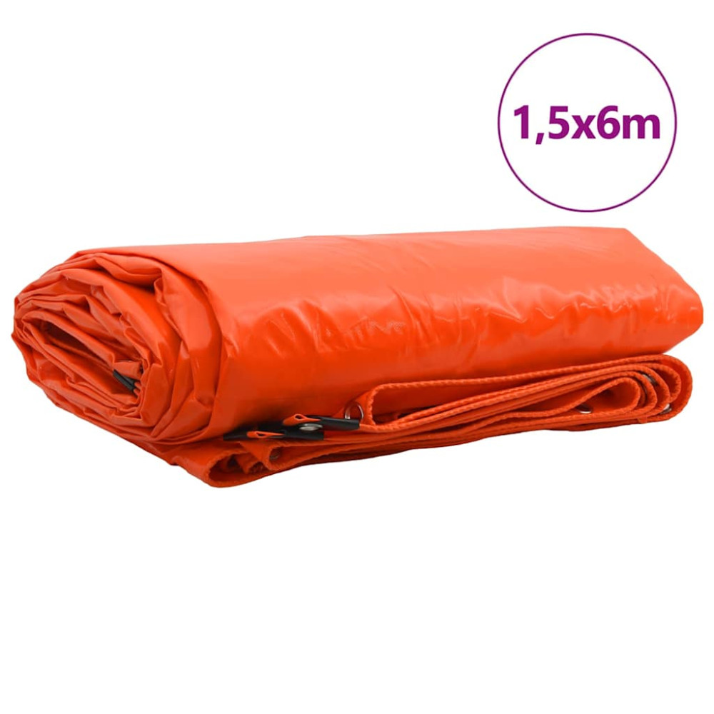 Produktbild för Presenning 650g / m² Orange 1,5 x 6 m Canvas med PVC-beläggning