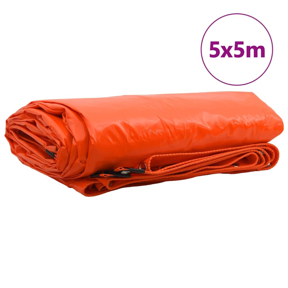 Produktbild för Presenning 650g / m² Orange 5 x 5 m Canvas med PVC-beläggning