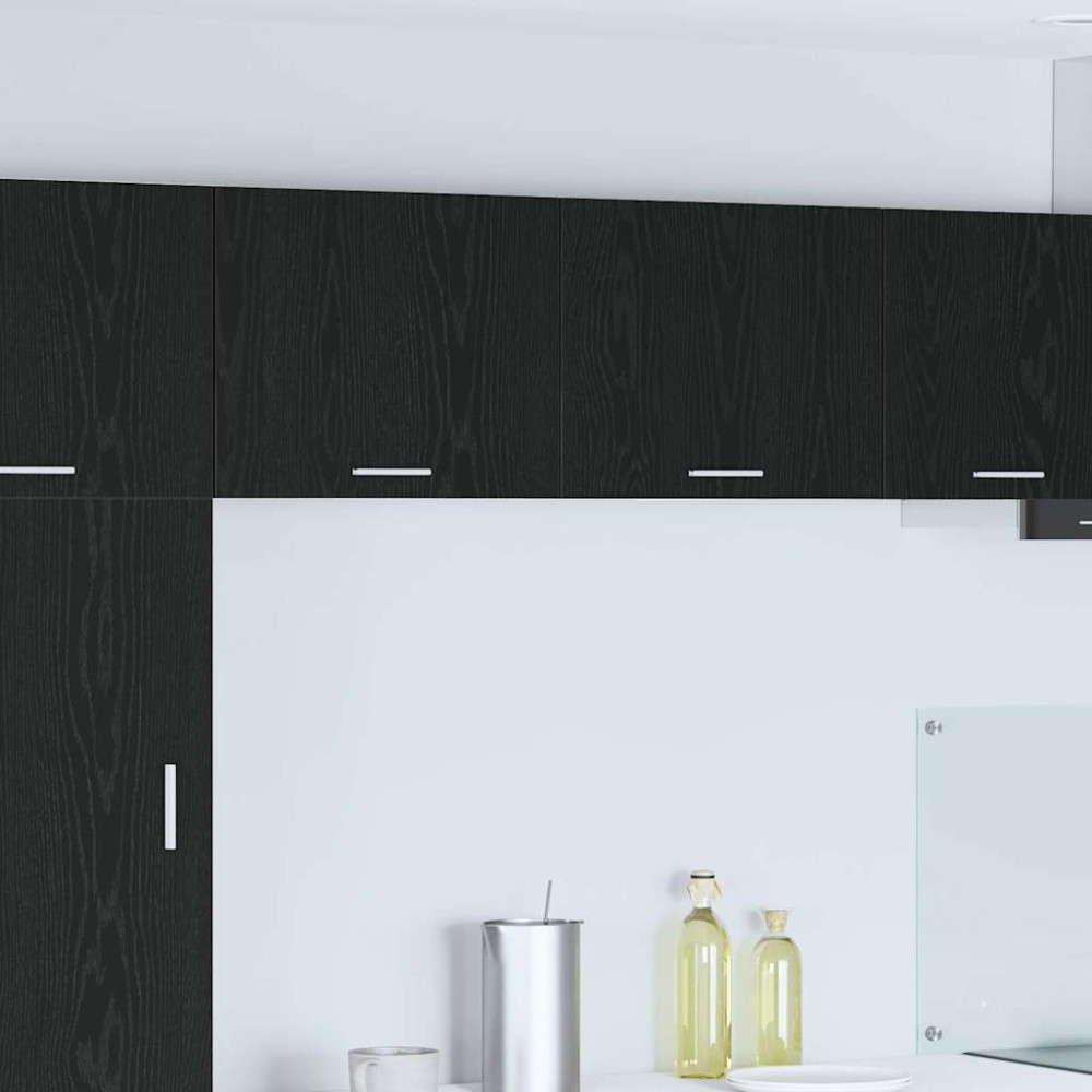 Produktbild för Hängande skåp med dörr 2 pcs Svart ek och vit 50 x 31 x 40 cm