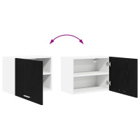 Produktbild för Hängande skåp med dörr 2 pcs Svart ek och vit 50 x 31 x 40 cm