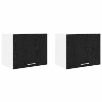 Produktbild för Hängande skåp med dörr 2 pcs Svart ek och vit 50 x 31 x 40 cm