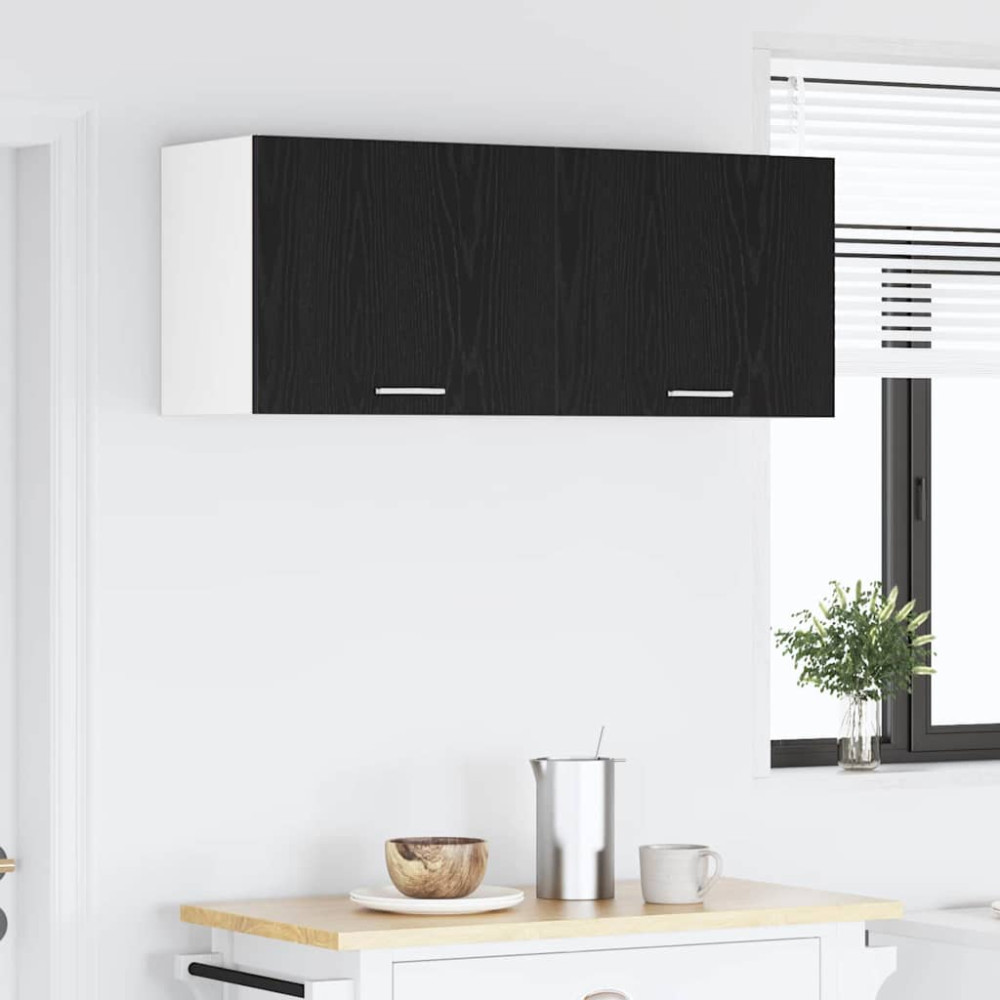 Produktbild för Hängande skåp med dörr 2 pcs Svart ek och vit 50 x 31 x 40 cm