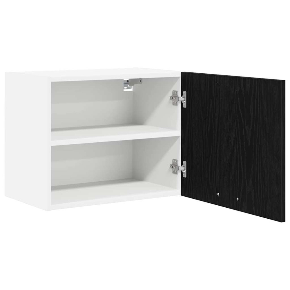 Produktbild för Hängande skåp med dörr 2 pcs Svart ek och vit 50 x 31 x 40 cm