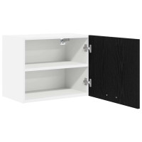 Produktbild för Hängande skåp med dörr 2 pcs Svart ek och vit 50 x 31 x 40 cm