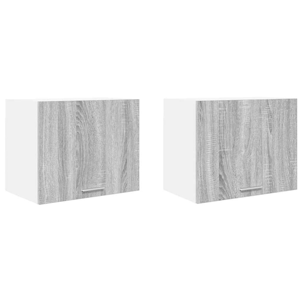 Produktbild för Hängande skåp med dörr 2 pcs Grå Sonoma och vit 50 x 31 x 40 cm