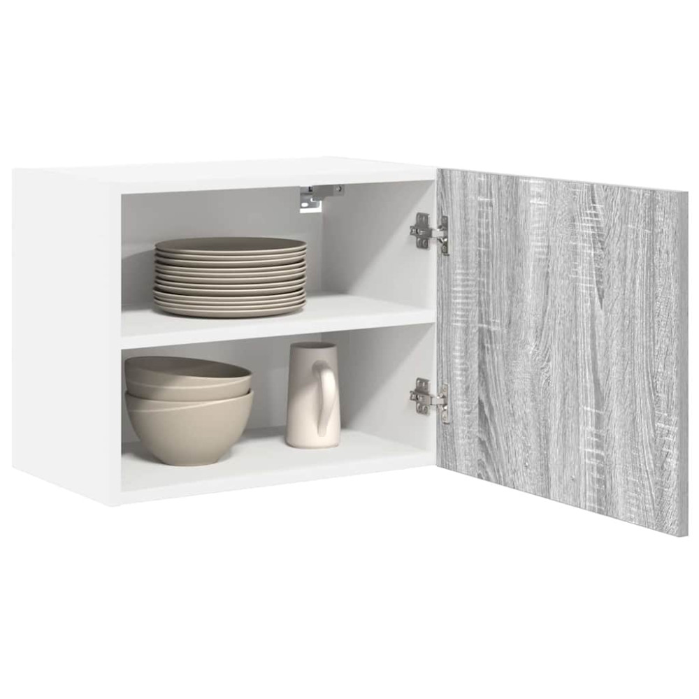Produktbild för Hängande skåp med dörr 2 pcs Grå Sonoma och vit 50 x 31 x 40 cm