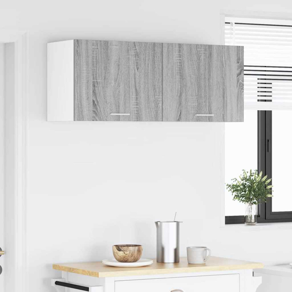 Produktbild för Hängande skåp med dörr 2 pcs Grå Sonoma och vit 50 x 31 x 40 cm