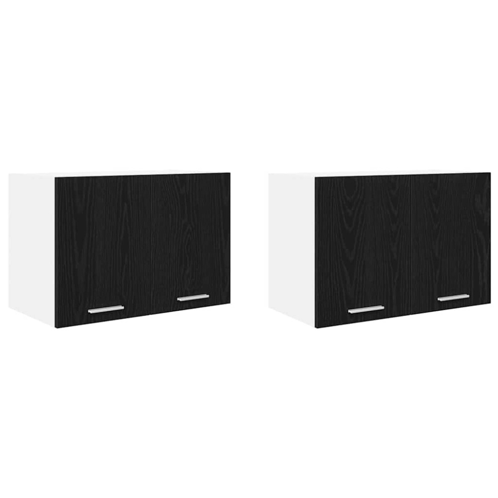 Produktbild för Hängande skåp med dörr 2 pcs Svart ek och vit 60 x 31 x 40 cm